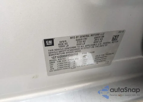 2015 GMC Sierra 2500Hd Slt from USA, damaged, VIN 1GT12ZE85FF590798